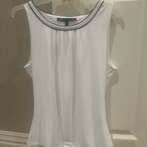 White House Black Market Sleeveless White Top with Black Trim